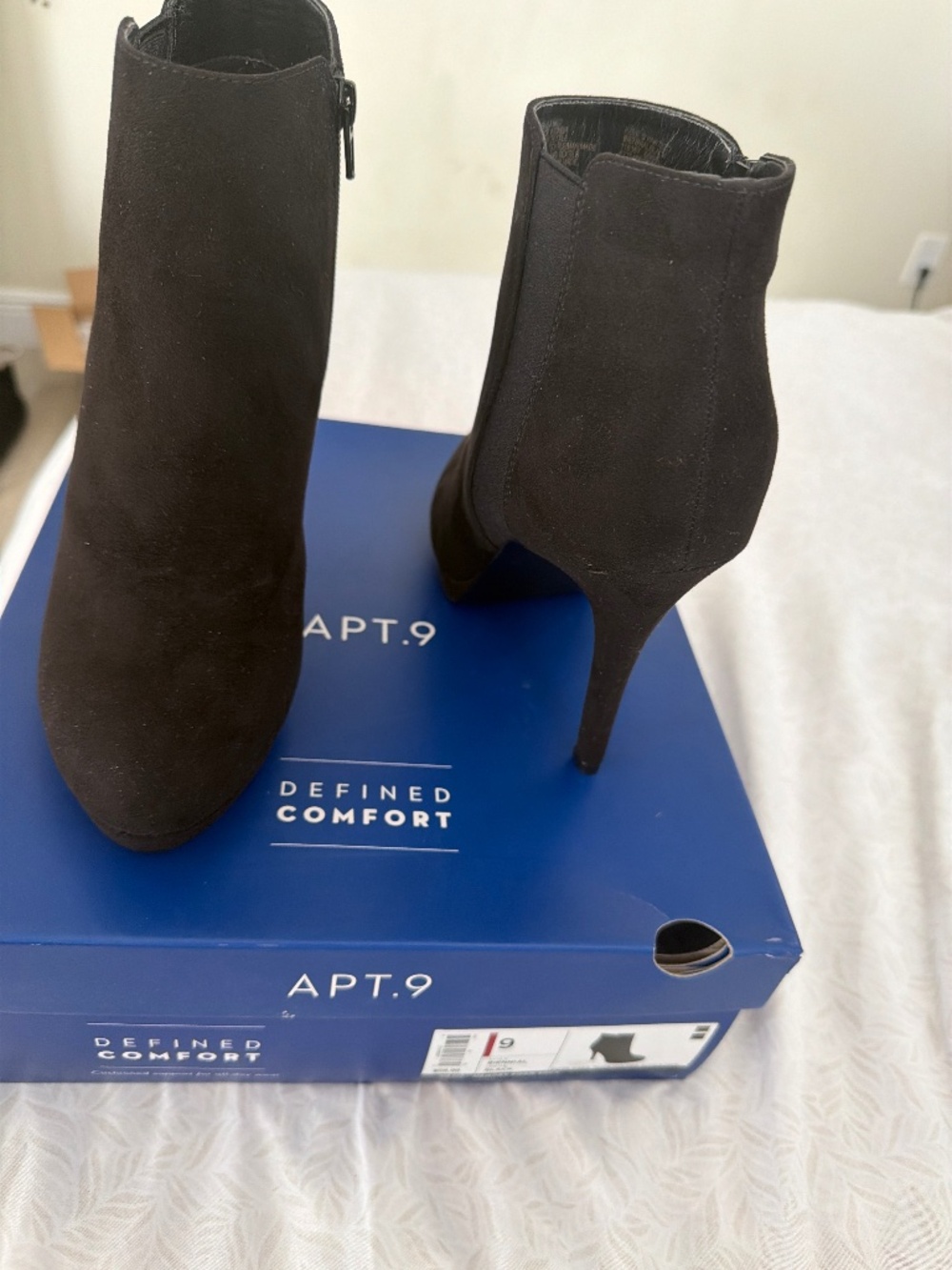 APT. 9 black suede boots with cushioned support